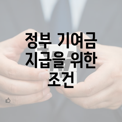 정부 기여금 지급을 위한 조건