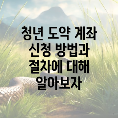 청년 도약 계좌 신청 방법과 절차에 대해 알아보자