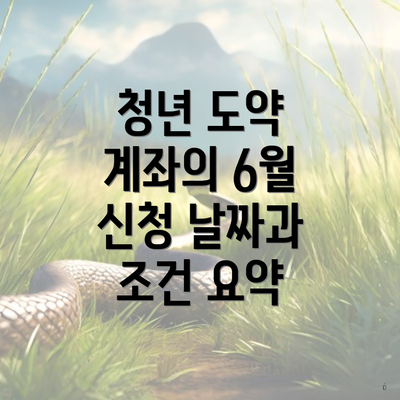 청년 도약 계좌의 6월 신청 날짜과 조건 요약