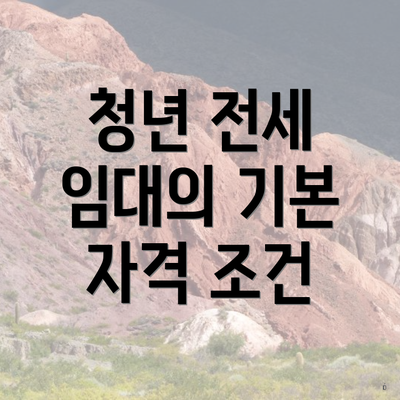 청년 전세 임대의 기본 자격 조건