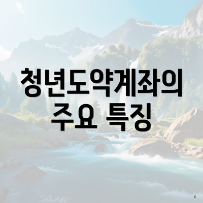 청년도약계좌의 주요 특징