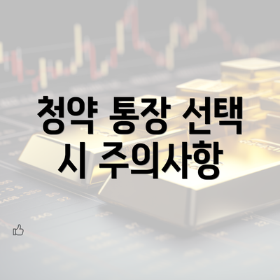 청약 통장 선택 시 주의사항