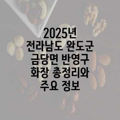 2025년 전라남도 완도군 금당면 반영구 화장 총정리와 주요 정보