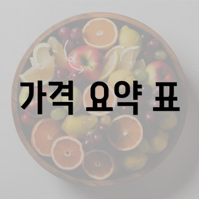 가격 요약 표