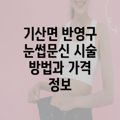 기산면 반영구 눈썹문신 시술 방법과 가격 정보