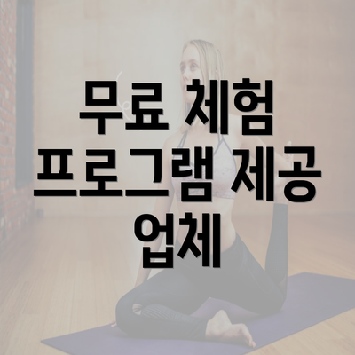 무료 체험 프로그램 제공 업체