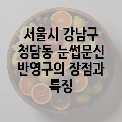 서울시 강남구 청담동 눈썹문신 반영구의 장점과 특징