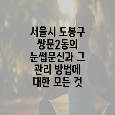 서울시 도봉구 쌍문2동의 눈썹문신과 그 관리 방법에 대한 모든 것