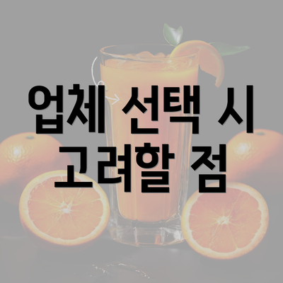 업체 선택 시 고려할 점