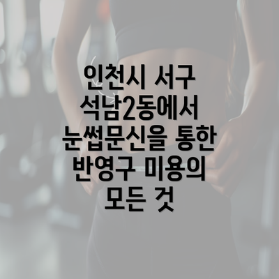 인천시 서구 석남2동에서 눈썹문신을 통한 반영구 미용의 모든 것