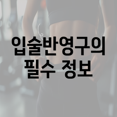 입술반영구의 필수 정보