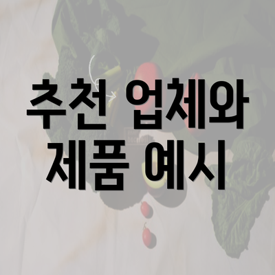 추천 업체와 제품 예시