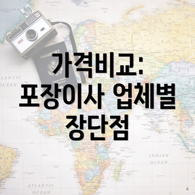 가격비교: 포장이사 업체별 장단점