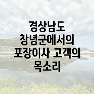 경상남도 창녕군에서의 포장이사 고객의 목소리