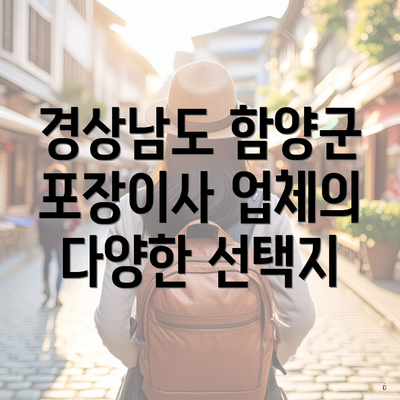 경상남도 함양군 포장이사 업체의 다양한 선택지