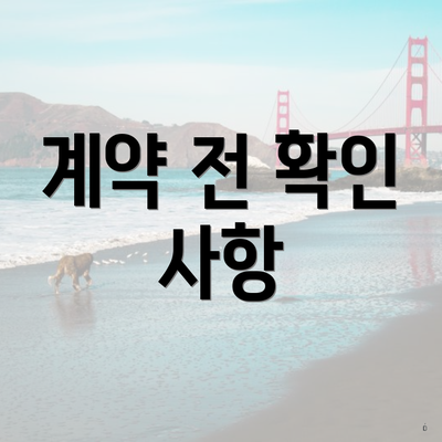 계약 전 확인 사항