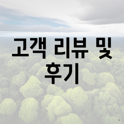 고객 리뷰 및 후기