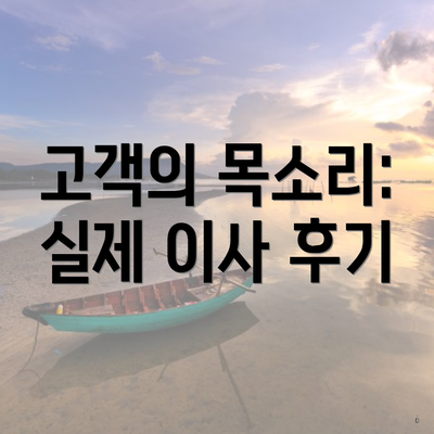 고객의 목소리: 실제 이사 후기