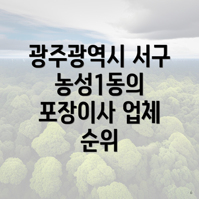 광주광역시 서구 농성1동의 포장이사 업체 순위