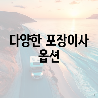 다양한 포장이사 옵션