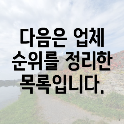 다음은 업체 순위를 정리한 목록입니다.