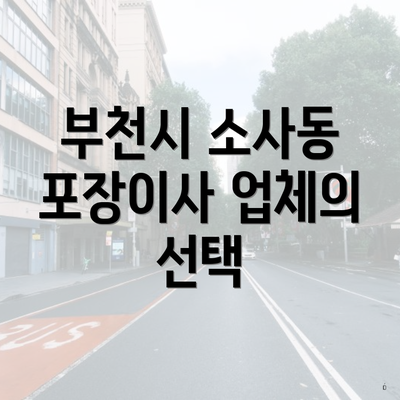 부천시 소사동 포장이사 업체의 선택