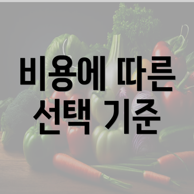 비용에 따른 선택 기준