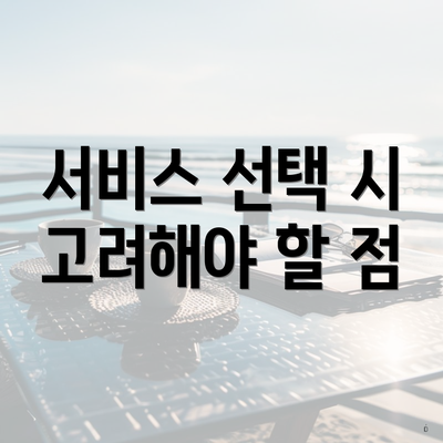 서비스 선택 시 고려해야 할 점