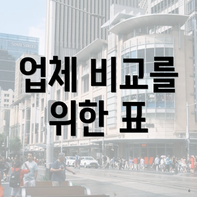 업체 비교를 위한 표