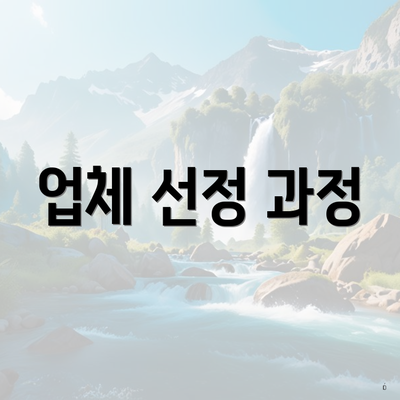 업체 선정 과정