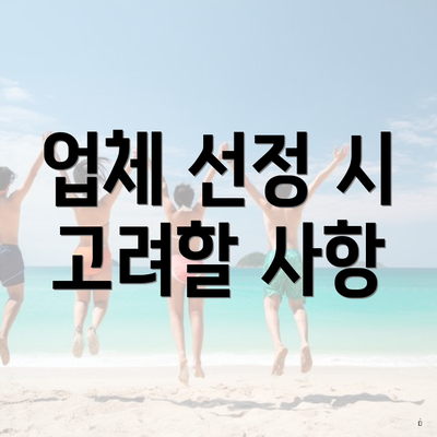 업체 선정 시 고려할 사항