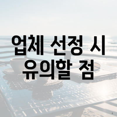 업체 선정 시 유의할 점