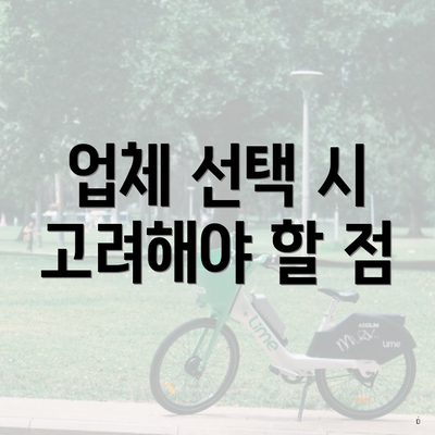 업체 선택 시 고려해야 할 점