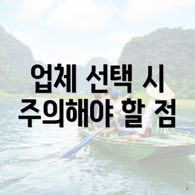 업체 선택 시 주의해야 할 점