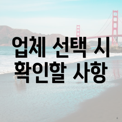 업체 선택 시 확인할 사항