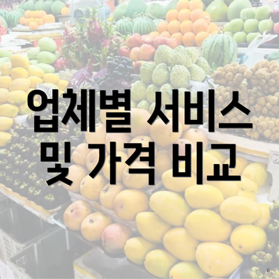 업체별 서비스 및 가격 비교