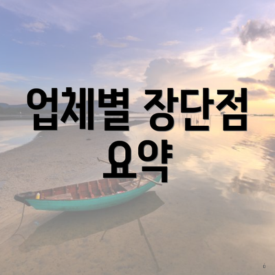 업체별 장단점 요약