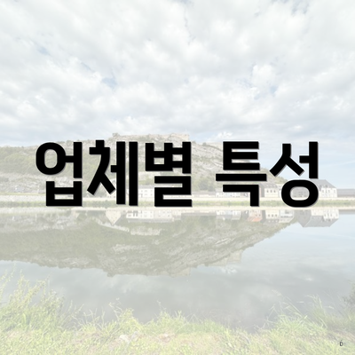 업체별 특성