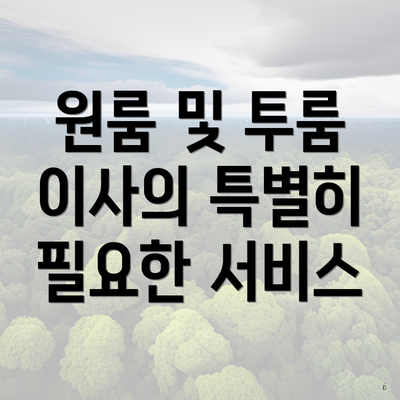 원룸 및 투룸 이사의 특별히 필요한 서비스