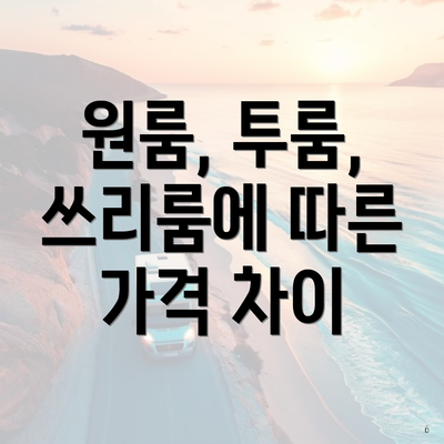 원룸, 투룸, 쓰리룸에 따른 가격 차이