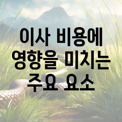 이사 비용에 영향을 미치는 주요 요소