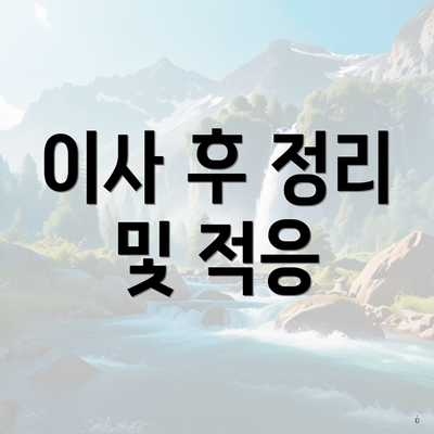 이사 후 정리 및 적응