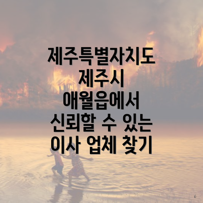 제주특별자치도 제주시 애월읍에서 신뢰할 수 있는 이사 업체 찾기