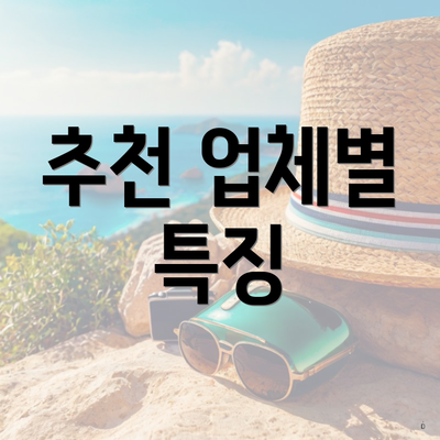 추천 업체별 특징