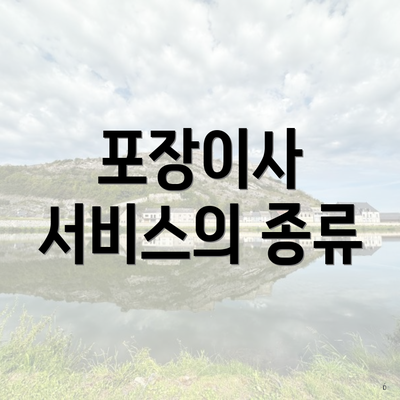 포장이사 서비스의 종류