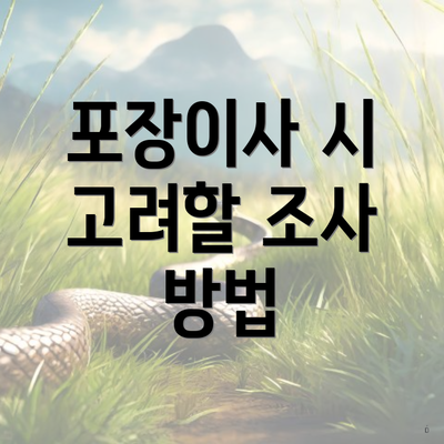 포장이사 시 고려할 조사 방법