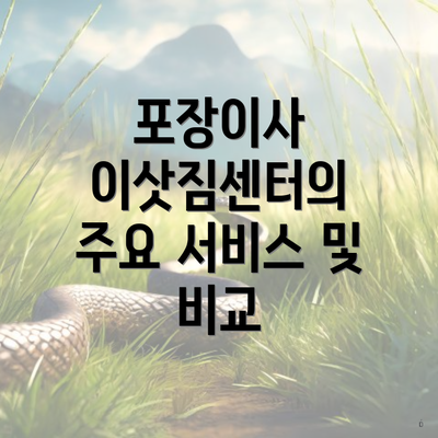 포장이사 이삿짐센터의 주요 서비스 및 비교