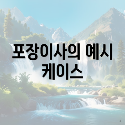 포장이사의 예시 케이스