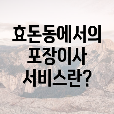 효돈동에서의 포장이사 서비스란?