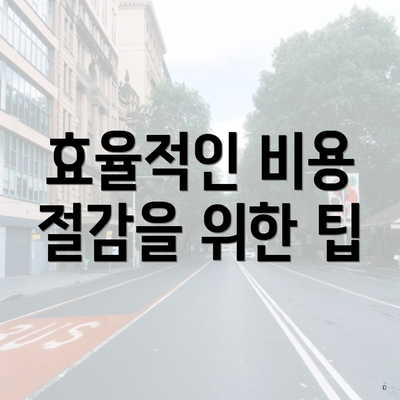 효율적인 비용 절감을 위한 팁